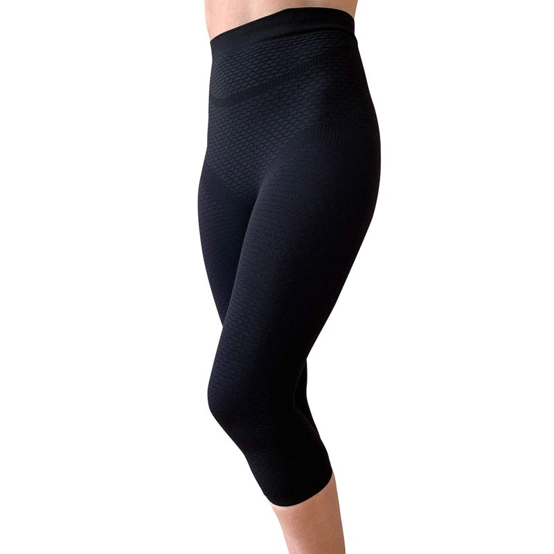 BioflectÂ® Capri Compression Leggings with Bioactive Fibers and Raised Massaging Knit for Support and Comfort - Black XXL - Image 1